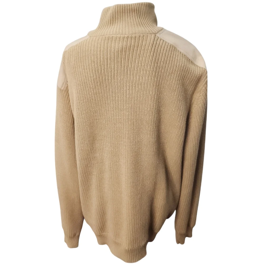 Men's Bob Timberlake Full Zip Suede Shoulder‎ Sweater Jacket Size Large